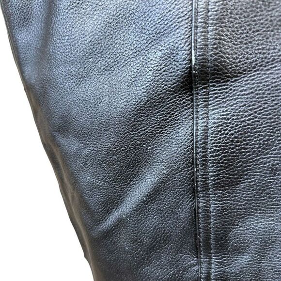 Vintage Leather Club Black Leather Snap Front Vest XXL - Picture 8 of 13